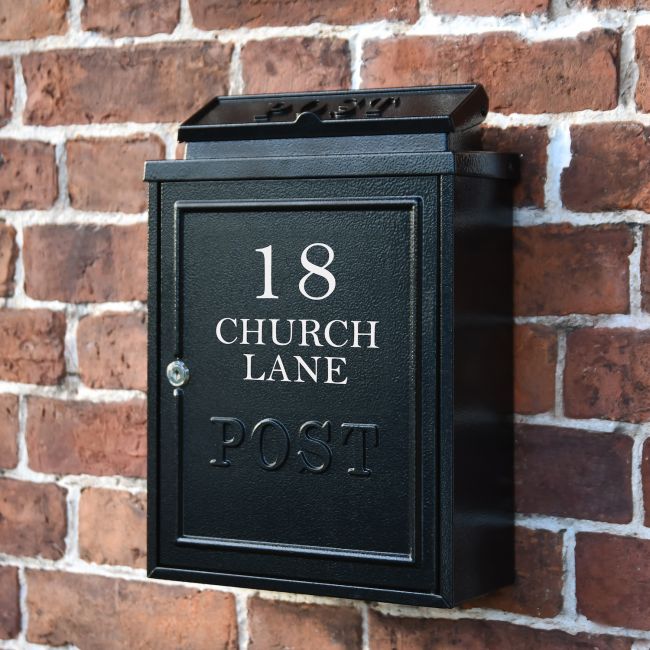 Personalised Black "Oxford" Wall Mounted Post Box Personalised Black "Oxford" Wall Mounted Post Box