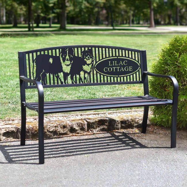 Family Name Iron Bench in the Garden Family Name Iron Bench in the Garden