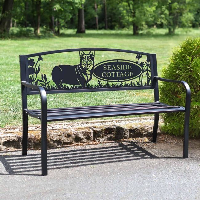 Family Name Iron Bench in the Garden Family Name Iron Bench in the Garden