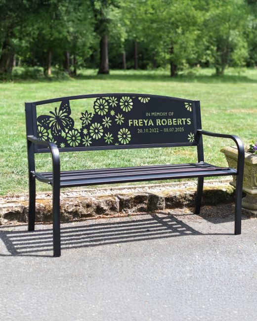 Personalised Floral Butterfly Memorial Bench