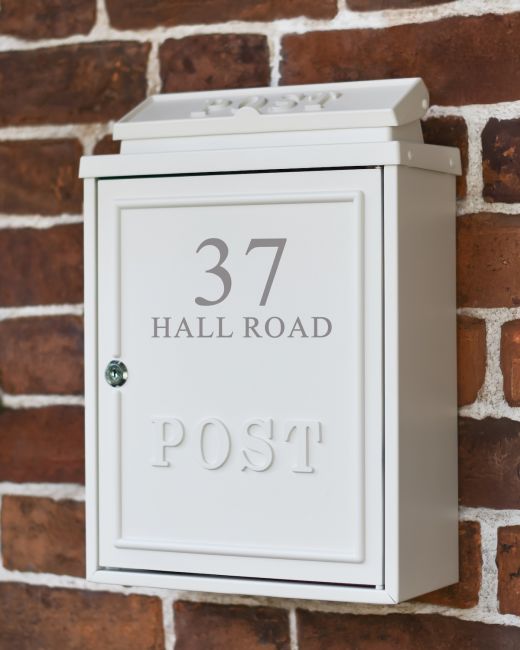 Personalised French Cream "Oxford" Wall Mounted Post Box with Lock Personalised French Cream "Oxford" Wall Mounted Post Box with Lock