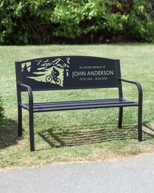 Personalised Mountain Biker Garden Bench