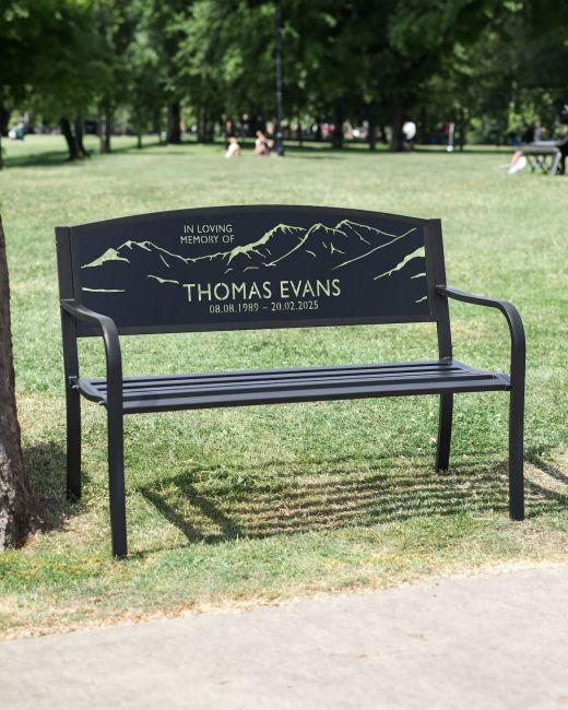 Personalised Mountain Landscape Memorial Bench