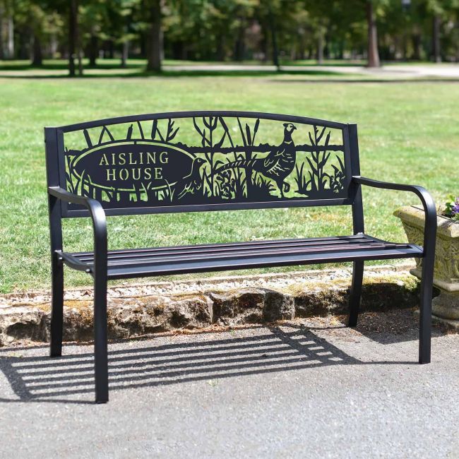 Family Name Iron Bench in the Garden Family Name Iron Bench in the Garden