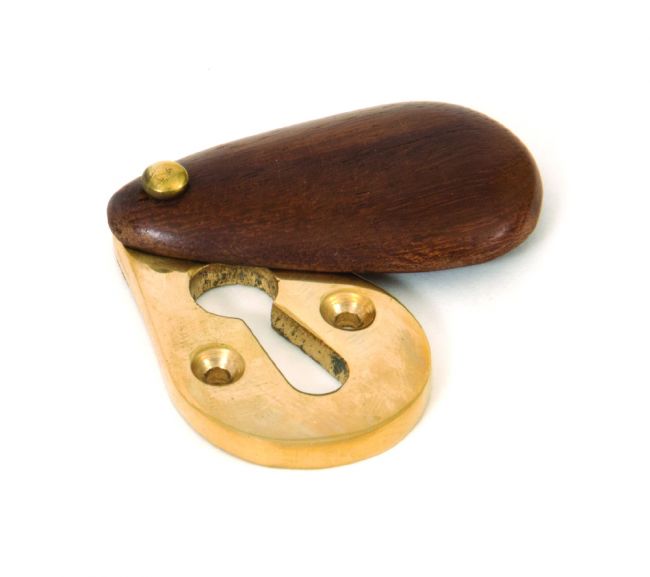 Polished Brass Escutcheon with Rosewood Cover Polished Brass Escutcheon with Rosewood Cover