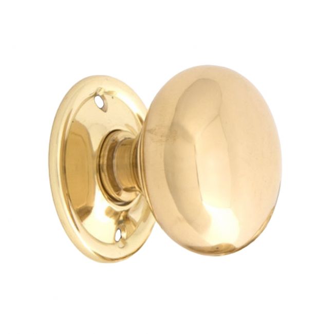 Polished Brass Mushroom Door Knobs with a Threaded Spindle Polished Brass Mushroom Door Knobs with a Threaded Spindle