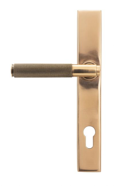 Polished Copper Slimline Espag Lever Door Handle Front Polished Copper Slimline Espag Lever Door Handle Front