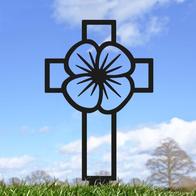 Poppy Cross "Remembrance" Ground Spike in Black Finish Poppy Cross "Remembrance" Ground Spike in Black Finish