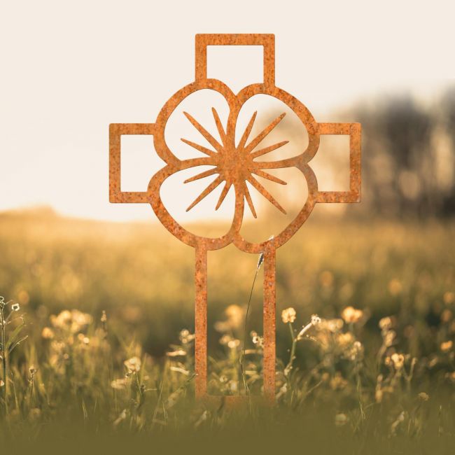 Poppy Cross "Remembrance" Ground Spike in Rustic Finish Poppy Cross "Remembrance" Ground Spike in Rustic Finish