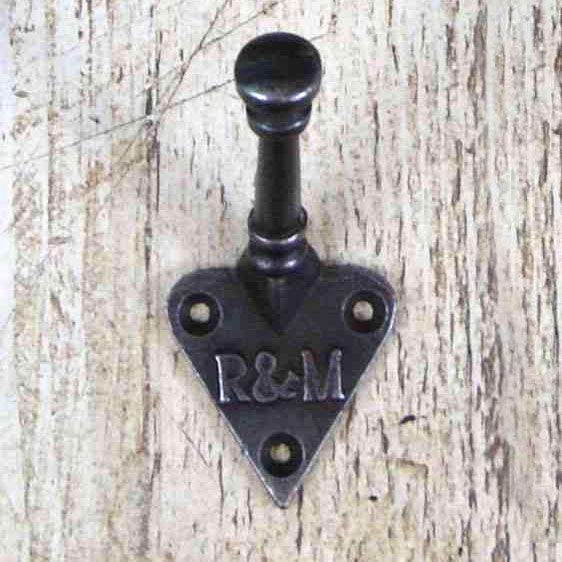 Iron coat Hook With "R&M" Imprinted Into The Back Plate Iron coat Hook With "R&M" Imprinted Into The Back Plate