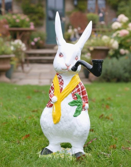 "Rhubarb" the Dapper Rabbit with Pipe in Cast Aluminium main image