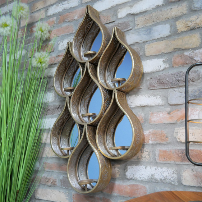 Rain Drop Mirror & Candle Holder in Gold Rain Drop Mirror & Candle Holder in Gold