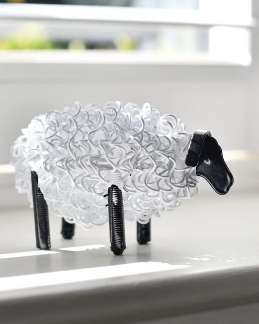 "Ruby" the Recycled Metal Sheep - White