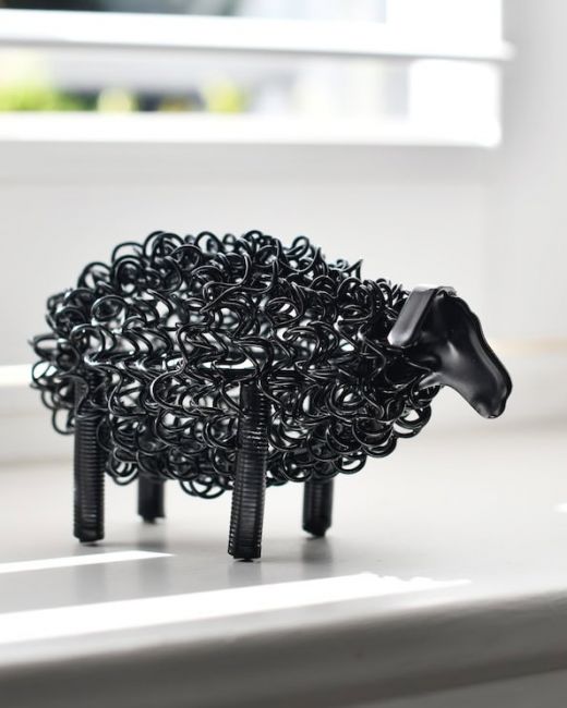 "Ruby" the Recycled Metal Sheep - Black