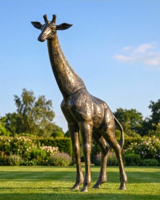 Recycled Cast Aluminium Brushed Gold "Sahel" Giraffe Sculpture