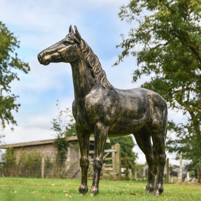 Recycled Cast Aluminium Brushed Gold "Goldado" Horse Sculpture  Recycled Cast Aluminium Brushed Gold "Goldado" Horse Sculpture