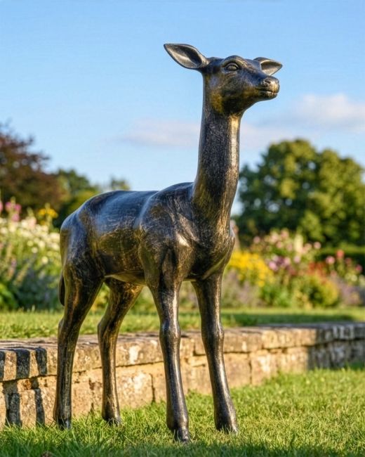Recycled Cast Aluminium Brushed Gold "Regal" Doe Sculpture Digital Illustration