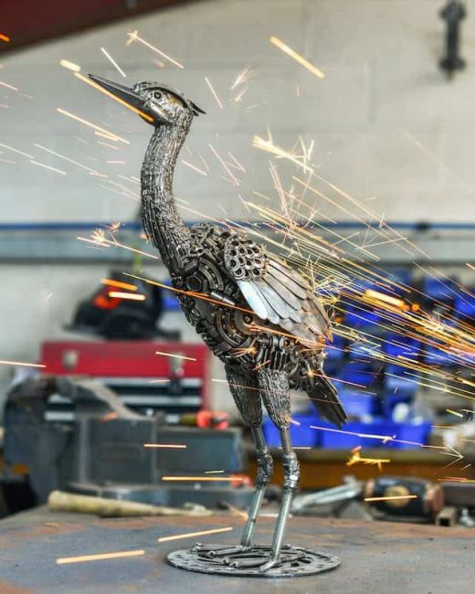 Recycled Metal Heron Sculpture Recycled Metal Heron Sculpture