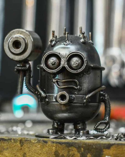 Recycled Metal "Armed Worker" Sculpture