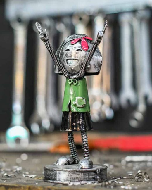Recycled Metal Girl Sculpture Recycled Metal Girl Sculpture