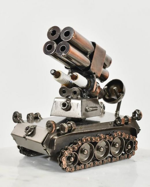 Recycled Metal Tank Sculpture Recycled Metal Tank Sculpture