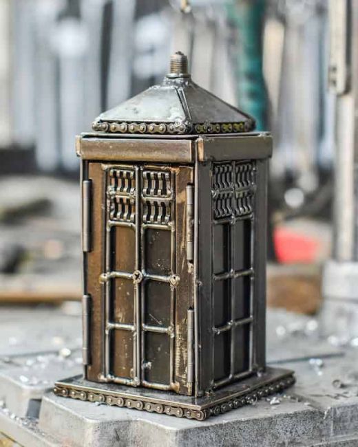 Recycled Metal Time Spacecraft Sculpture