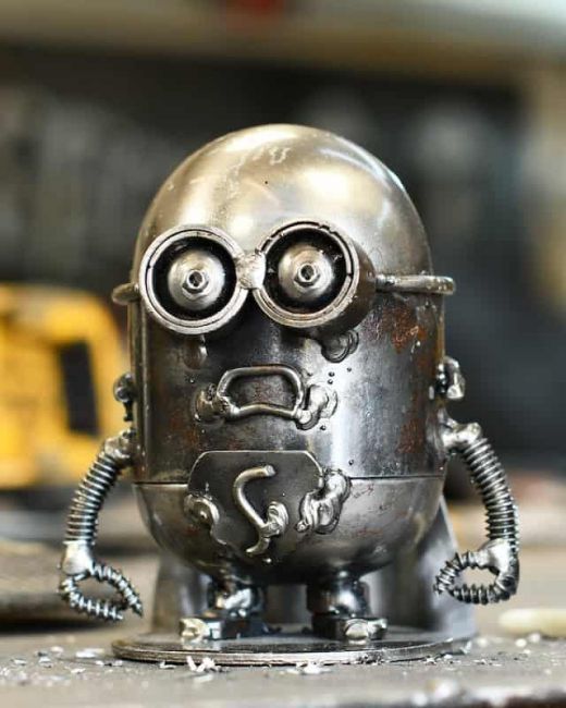 Recycled Metal Worker Sculpture