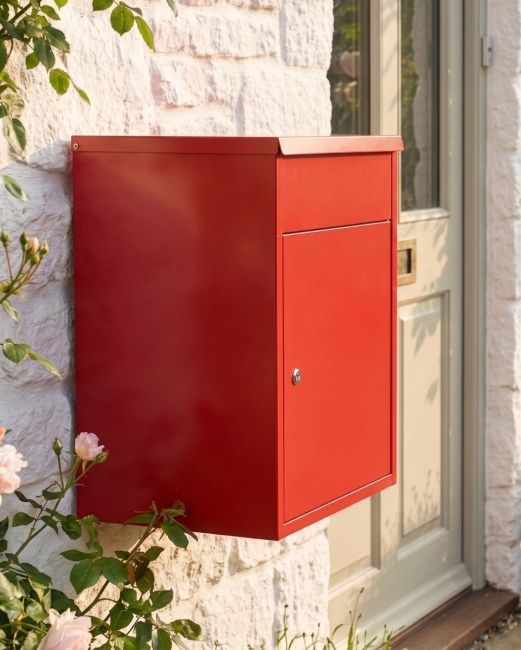 Red “Bexley” Wall-Mounted Parcel Box digital illustration