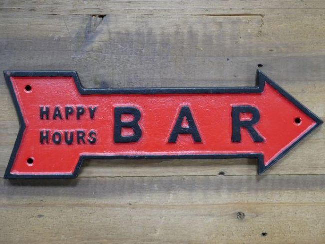 "Happy Hours" Red Iron Bar Sign "Happy Hours" Red Iron Bar Sign