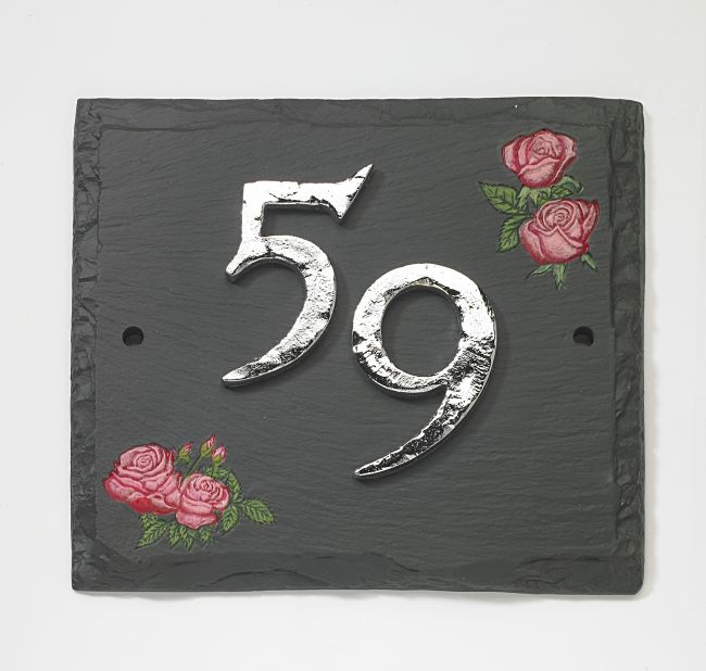 Red Roses Hand Painted Slate House Sign Red Roses Hand Painted Slate House Sign