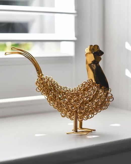 Reggie the Recycled Cockerel Sculpture - Gold