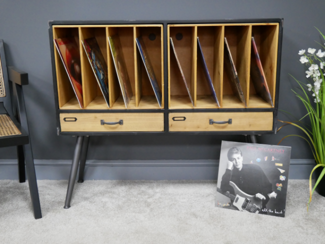 Wood & Metal Large Filing Cabinet