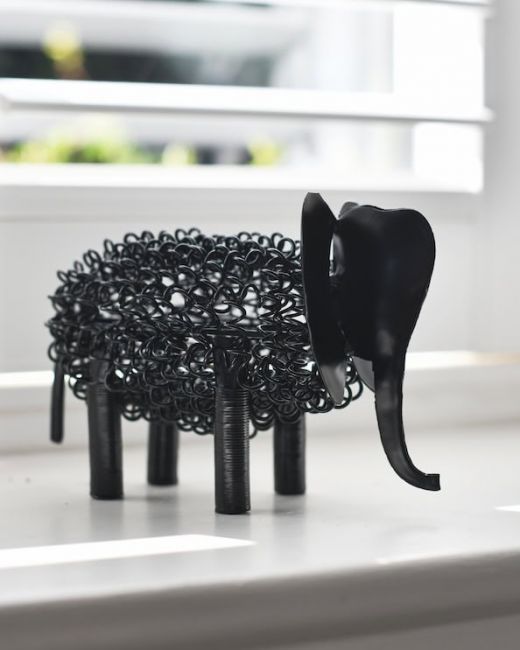 "Rhea" the Recycled Metal Elephant - Black "Rhea" the Recycled Metal Elephant - Black