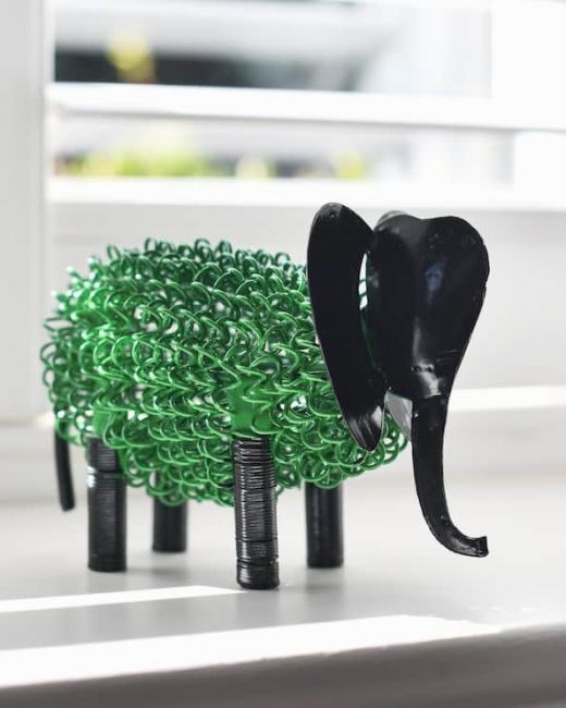 "Rhea" the Recycled Metal Elephant - Green