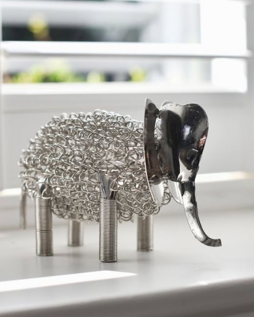 "Rhea" the Recycled Metal Elephant - Silver