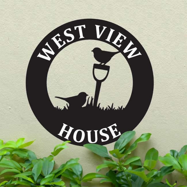 Steel Robins House Name Sign