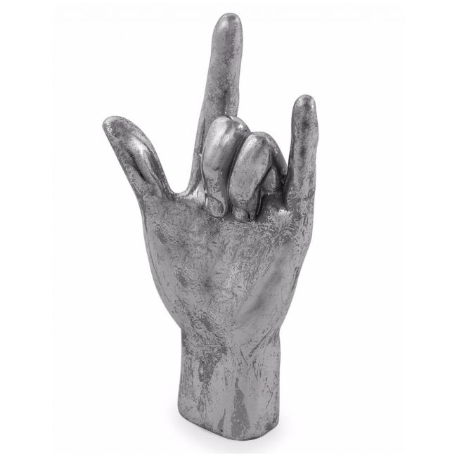 "Rock On Hand" Sign Ornament in a Silver Finish "Rock On Hand" Sign Ornament in a Silver Finish