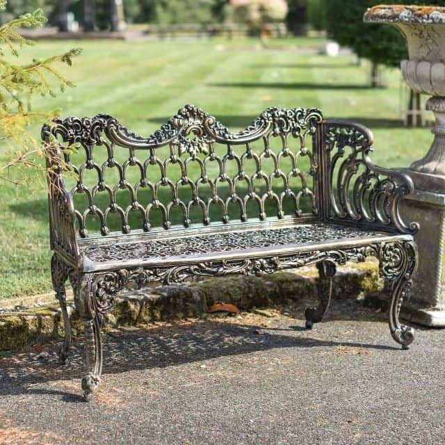 Cast Aluminium "Roman Buckle" Three Seater Garden Bench - Thumbnail