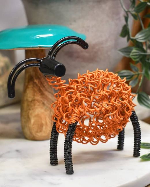 "Rosie" the Recycled Ram Sculpture - Orange "Rosie" the Recycled Ram Sculpture - Orange