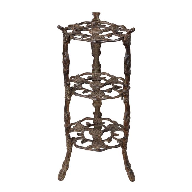 "The Roses" Aged Rustic Cream Cast Iron Side Stand "The Roses" Aged Rustic Cream Cast Iron Side Stand