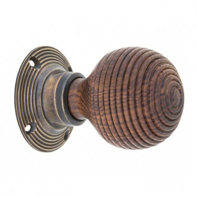 Rosewood & Antique Brass Door Knob Set Rosewood & Antique Brass Door Knob Set
