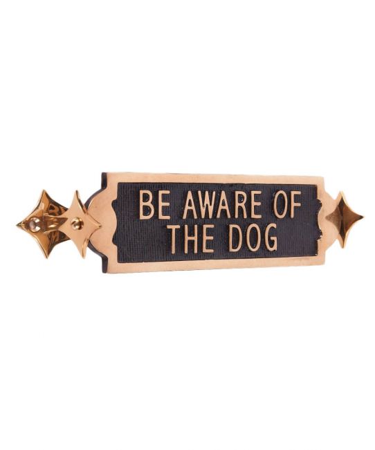 Polished Brass Rotating "Be Aware Of The Dog" Information Sign Polished Brass Rotating "Be Aware Of The Dog" Information Sign