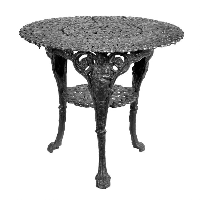 Round Cast Iron Victorian Table in a Black Finish Round Cast Iron Victorian Table in a Black Finish