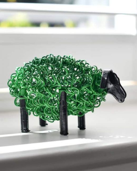 "Ruby" the Recycled Metal Sheep - Green "Ruby" the Recycled Metal Sheep - Green