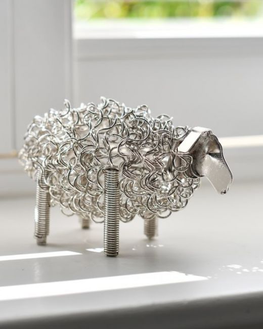 "Ruby" the Recycled Metal Sheep - Silver