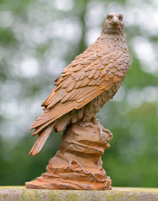 Rustic Cast Iron Eagle On Rock Sculpture Rustic Cast Iron Eagle On Rock Sculpture