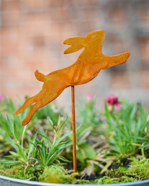 Rustic Bounding Hare Artistic Plant Pot Spike - Set of Two Rustic Bounding Hare Artistic Plant Pot Spike - Set of Two