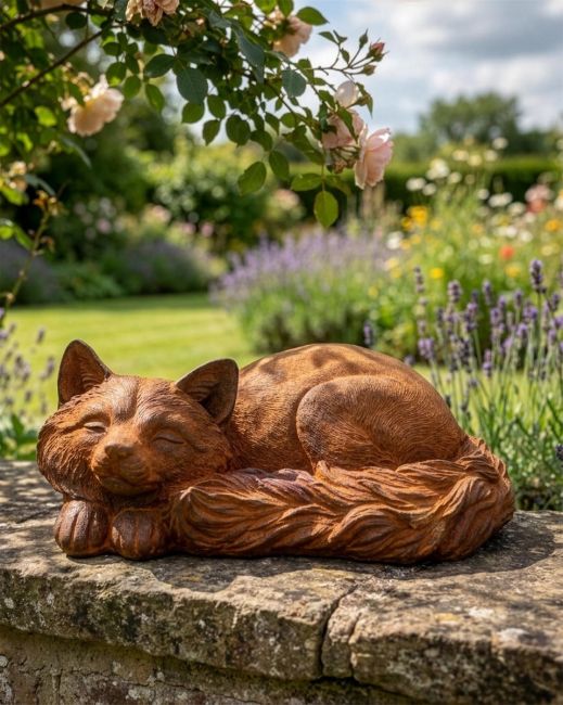 Rustic Cast Iron "Curled" Sleeping Fox Garden Sculpture Digital Illustration Rustic Cast Iron "Curled" Sleeping Fox Garden Sculpture Digital Illustration