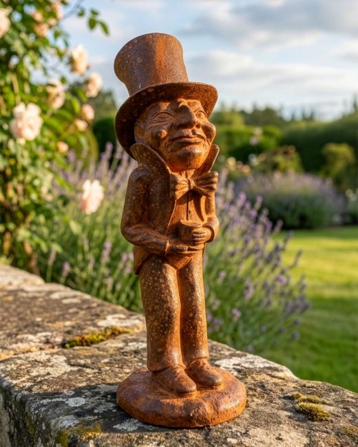 Rustic Cast Iron "Old Codger" Freestanding Garden Sculpture Digital Illustration