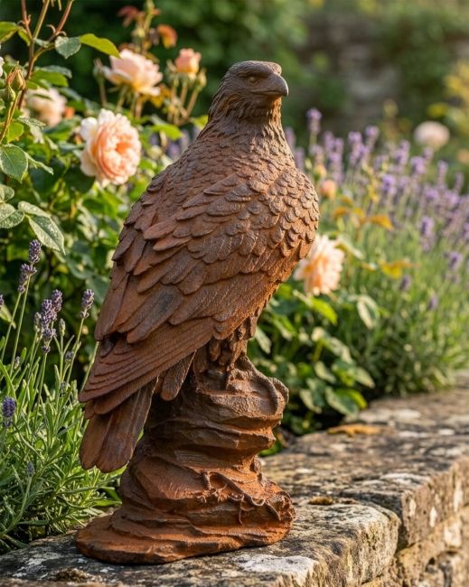 Rustic Cast Iron "Proud Eagle Upon Rocks" Garden Sculpture Digital Illustration Rustic Cast Iron "Proud Eagle Upon Rocks" Garden Sculpture Digital Illustration